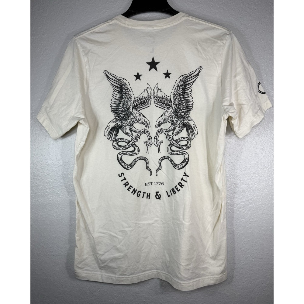 Eagle Snake Strength & Liberty Unisex Graphic T Shirt Size L Cream Turning Point